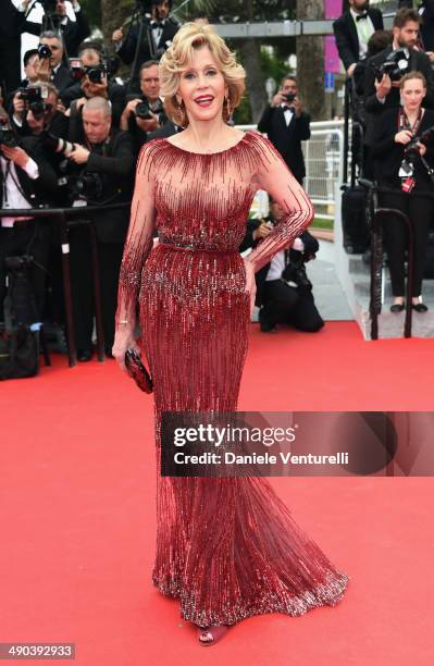 Actress Jane Fonda attends the Opening Ceremony and the "Grace of Monaco" premiere during the 67th Annual Cannes Film Festival on May 14, 2014 in...