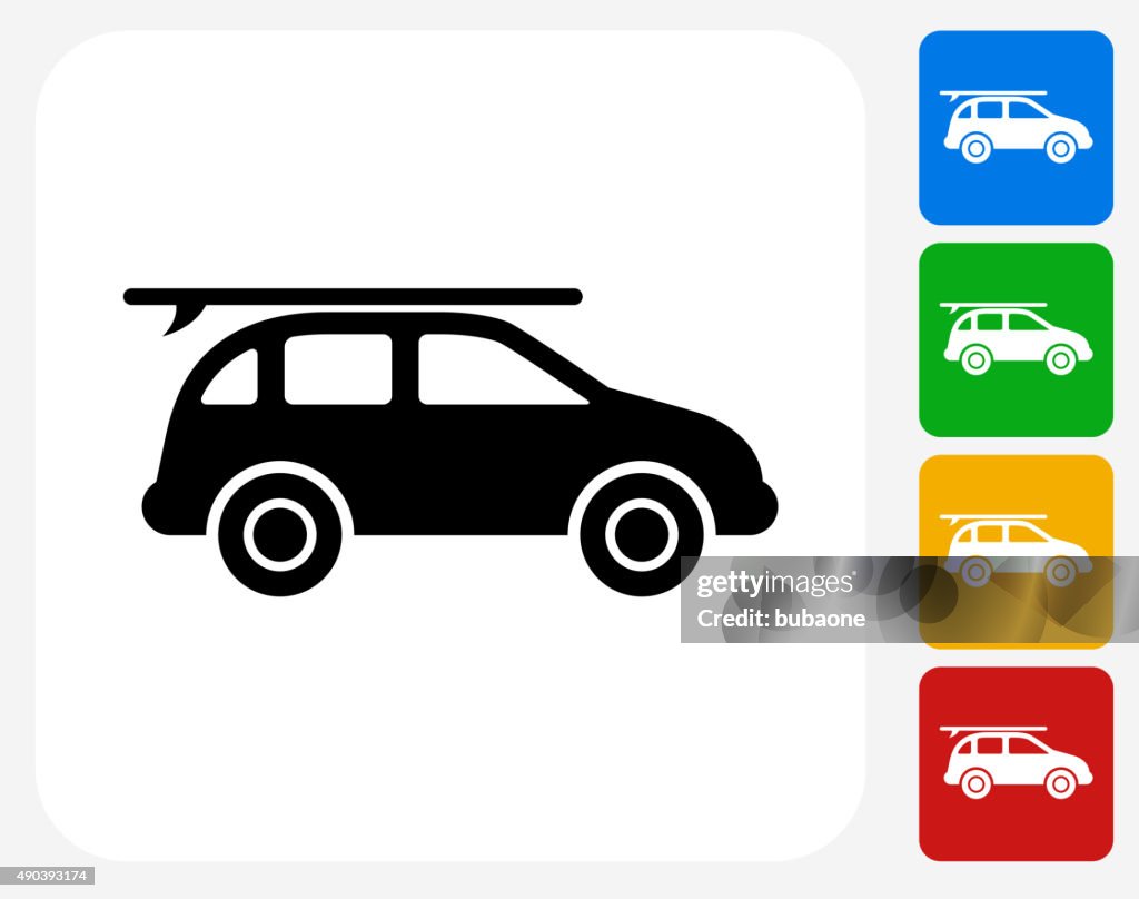 Car and Roof Rack Icon Flat Graphic Design