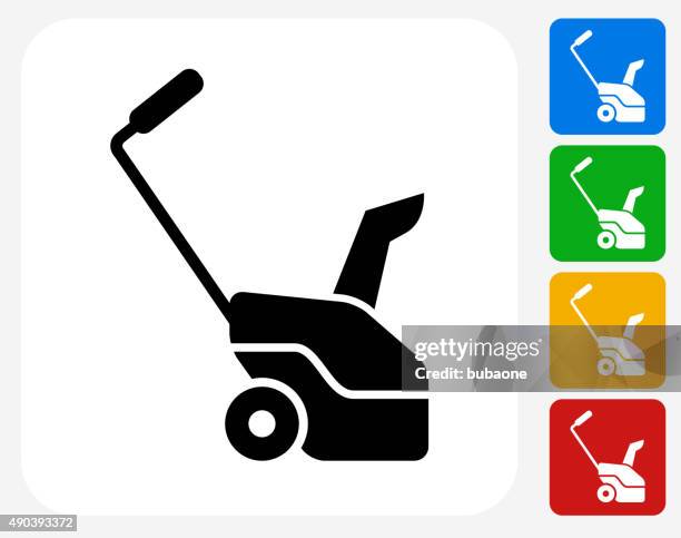 grass cutter icon flat graphic design - snow blower stock illustrations