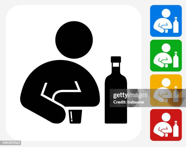 drinking icon flat graphic design - drunk stock illustrations
