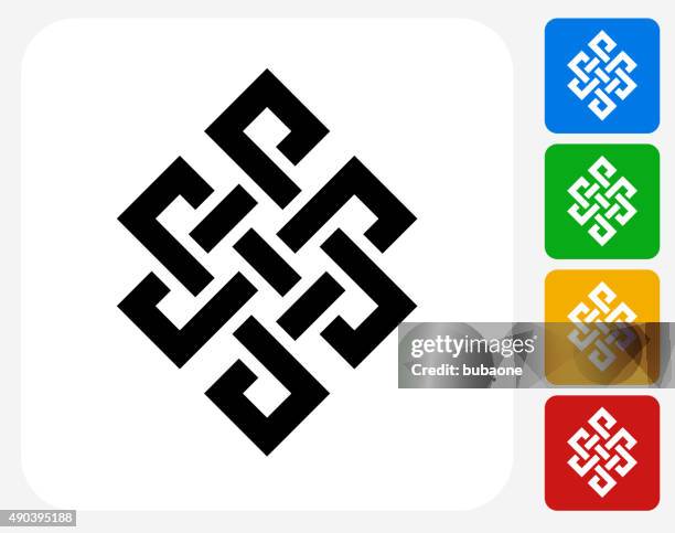 buddhist symbol icon flat graphic design - interlocking shapes stock illustrations