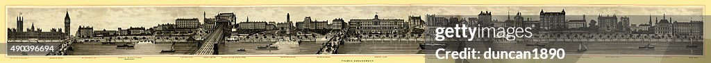 Victorian London-Vista panorámica del paseo del támesis