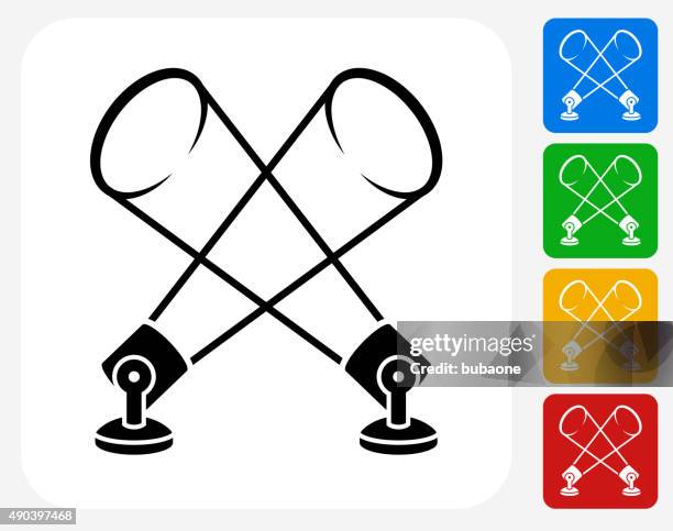 illustrazioni stock, clip art, cartoni animati e icone di tendenza di film luci icona piatto di design grafico - riflettore lenticolare