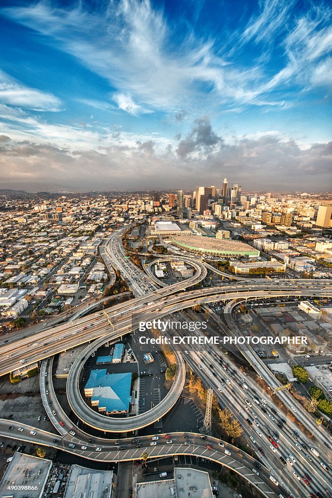 Flying above the big city