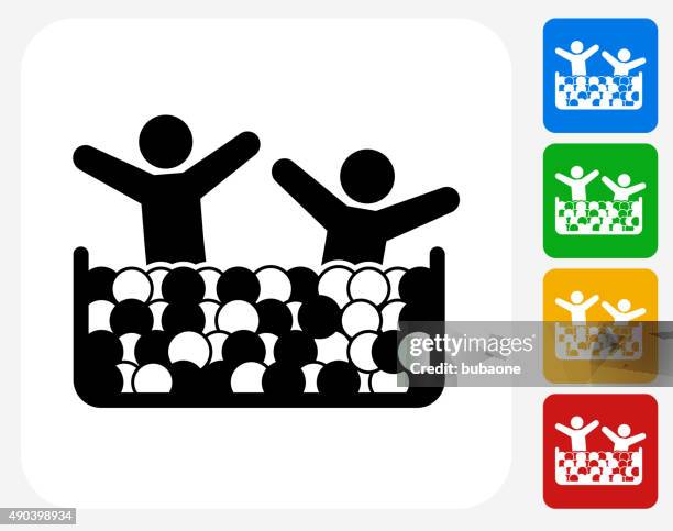 children ball pool icon flat graphic design - ball pit stock illustrations