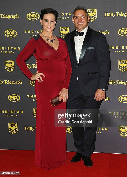 Margaux Parker and Corey Parker arrive at the 2015 Dally M Awards at Star City on September 28, 2015 in Sydney, Australia.