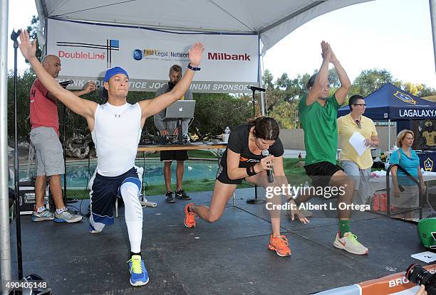 Actors/martial artists Hector David Jr. And Najee DeTiege of "Power Ragers Samurai" participates in GLA ALA's 8th Annual Justice Jog to benefit Casa...