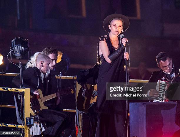 Singer Kovacs performs during festivities marking the final celebrations of 200 years Kingdom of The Netherlands on September 26, 2015 in Amsterdam,...