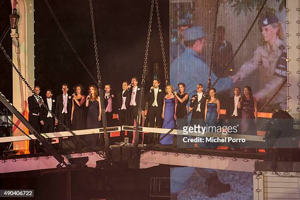 The cast of Soldaat van Oranje performs during festivities marking the final celebrations of 200 years Kingdom of The Netherlands on September 26,...