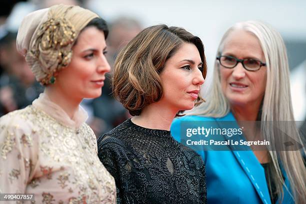 Jury members Leila Hatami, Sofia Coppola and Jury President Jane Campion attend the Opening Ceremony and the "Grace of Monaco" premiere during the...