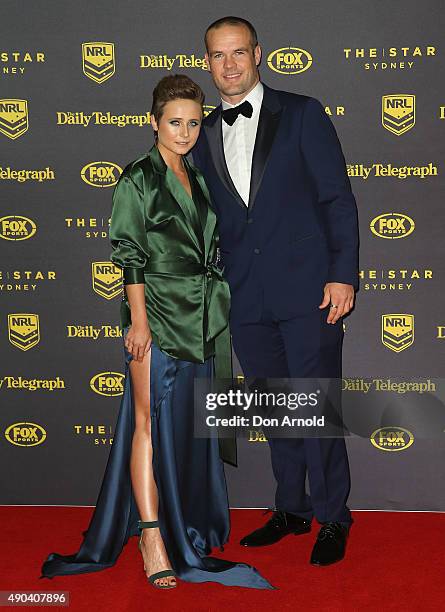 Tessa James and Nate Myles arrive at the 2015 Dally M Awards at Star City on September 28, 2015 in Sydney, Australia.