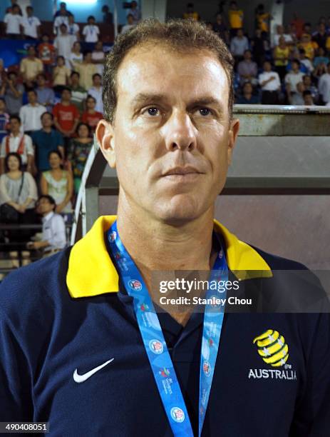 Australia Coach Alen Stajcic during the AFC Women's Asian Cup Group A match between Australia and Japan at Thong Nhat Stadium on May 14, 2014 in Ho...