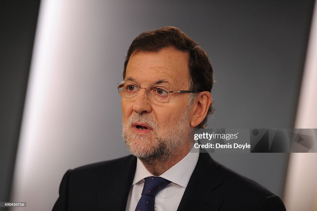 Spanish Prime Minister Mariano Rajoy Reacts to Catalan Regional Election Results