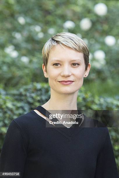 Australian actress Mia Wasikowska attends the photocall of the movie "Crimson Peak" at Hotel de Russie on September 28, 2015 in Rome, Italy.