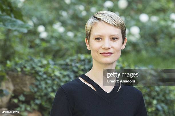 Australian actress Mia Wasikowska attends the photocall of the movie "Crimson Peak" at Hotel de Russie on September 28, 2015 in Rome, Italy.