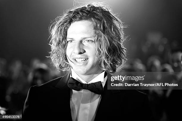 Nat Fyfe of the Dockers is announced as the winner of the 2015 Brownlow Medal at Crown Palladium on September 28, 2015 in Melbourne, Australia.