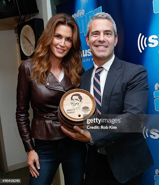 Cindy Crawford and Andy Cohen appear on "Andy Cohen Live" on Andy Cohen's exclusive Siriusxm channel, Radio Andy at SiriusXM Studios on September 28,...