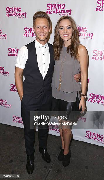 Nathan Johnson and Laura Osnes attend the Broadway Opening Night Performance of 'Spring Awakening' at the Brooks Atkinson Theatre on September 27,...