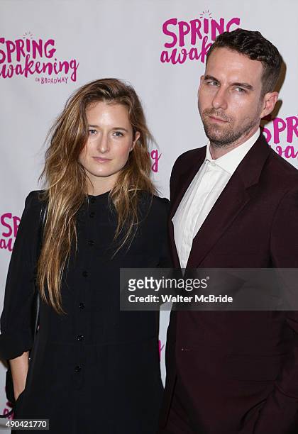 Grace Gummer and guest attend the Broadway Opening Night Performance of 'Spring Awakening' at the Brooks Atkinson Theatre on September 27, 2015 in...