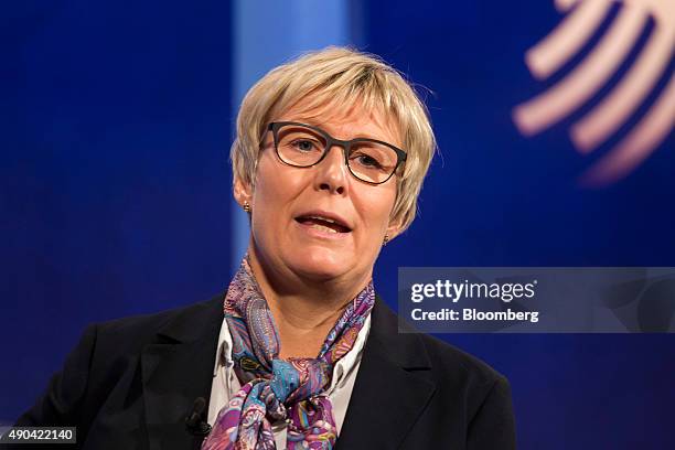 Hanne Rasmussen, chief executive officer of The LEGO Foundation, speaks during the annual meeting of the Clinton Global Initiative in New York, U.S.,...