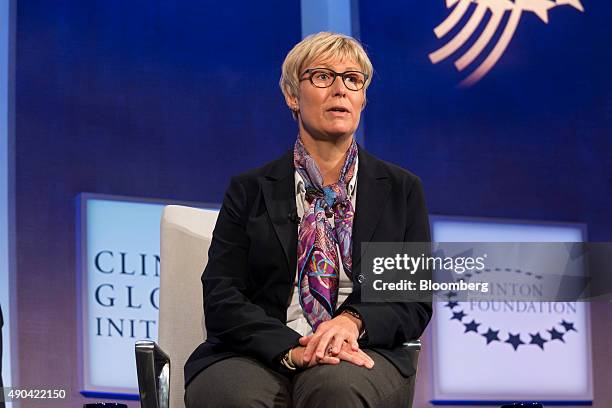 Hanne Rasmussen, chief executive officer of The LEGO Foundation, speaks during the annual meeting of the Clinton Global Initiative in New York, U.S.,...