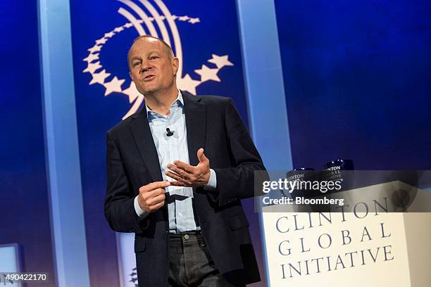 Arthur "Art" Peck, chief executive officer of Gap Inc., speaks during the annual meeting of the Clinton Global Initiative in New York, U.S., on...