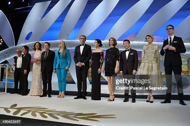 Moderator Henri Behar, jury members Gael Garcia Bernal, Carole Bouquet, Willem Dafoe, jury president Jane Campion, Master of Ceremonies Lambert...