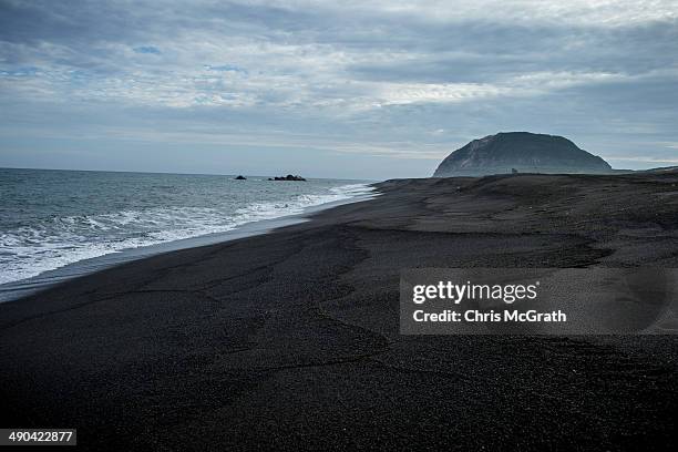 Invasion beach on Iwo Jima is seen during Field Carrier Landing Practice for the Carrier Air Wing 5 of U.S. Naval Air Facility Atsugi on May 14, 2014...