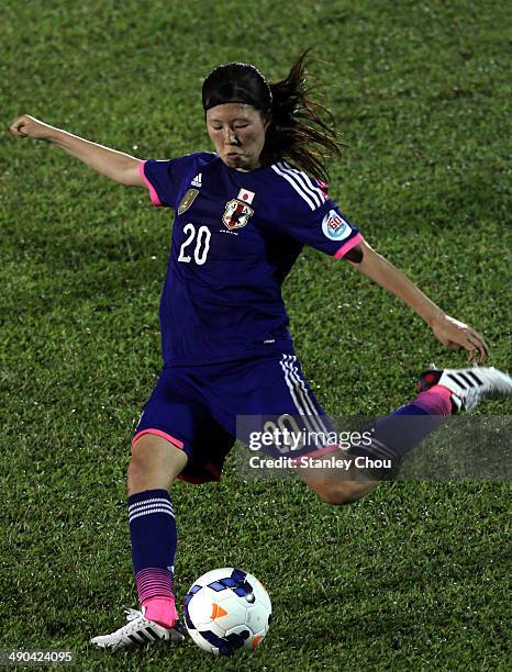 Yuri Kawamura of Japan in action during the AFC Women's Asian Cup Group A match between Australia and Japan at Thong Nhat Stadium on May 14, 2014 in...
