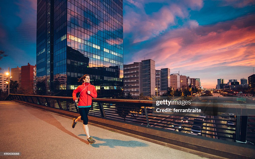 Young woman Running in Barcelona