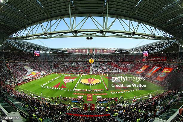 View of the opening ceremony prior to the UEFA Europa League Final match between Sevilla FC and SL Benfica at Juventus Stadium on May 14, 2014 in...