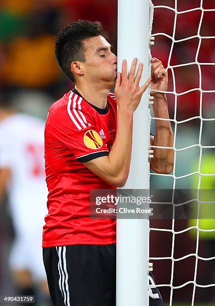 Nicolas Gaitan of Benfica reacts during the UEFA Europa League Final match between Sevilla FC and SL Benfica at Juventus Stadium on May 14, 2014 in...