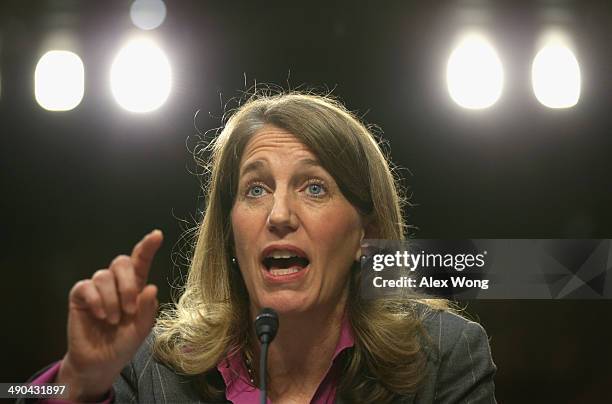 Director of the White House Office of Management and Budget Sylvia Mathews Burwell testifies during her confirmation hearing before the Senate...