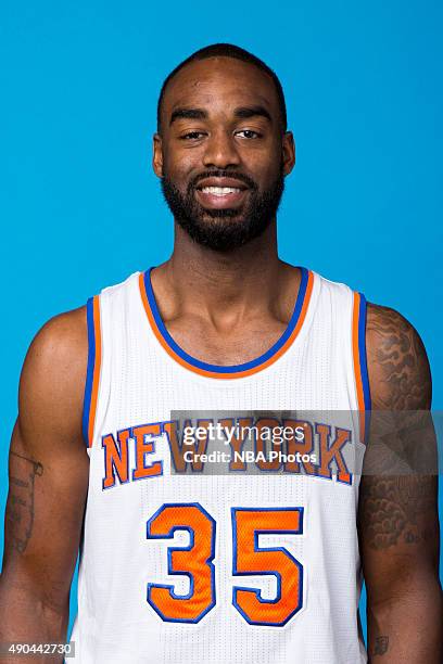 DaJuan Summers of the New York Knicks poses for a head shot at media day at the MSG Training Facility in Greenburgh, New York on September 28, 2015....