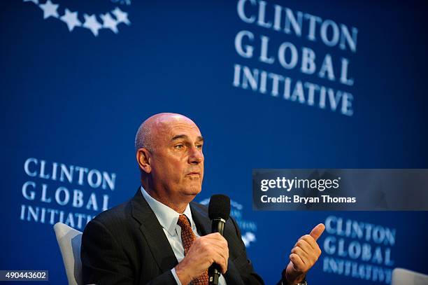 Monsanto's Chairman and CEO Hugh Grant speaks to an audience during the Clinton Global Initiative Annual Meeting at the Sheraton Hotel and Towers on...