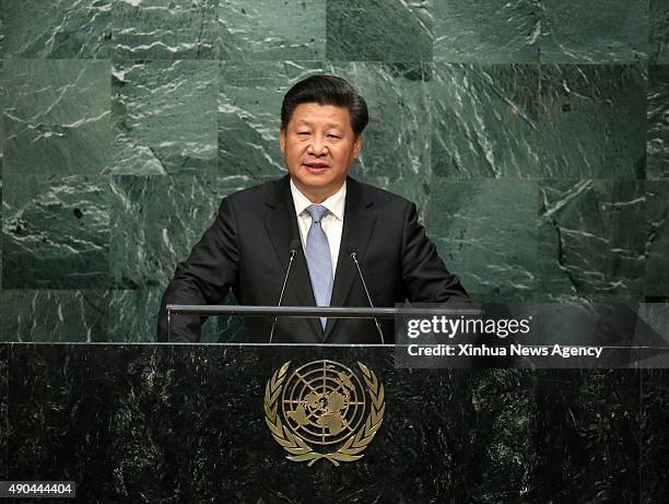 Sept. 28, 2015-- Chinese President Xi Jinping addresses the annual high-level general debate of the 70th session of the United Nations General...