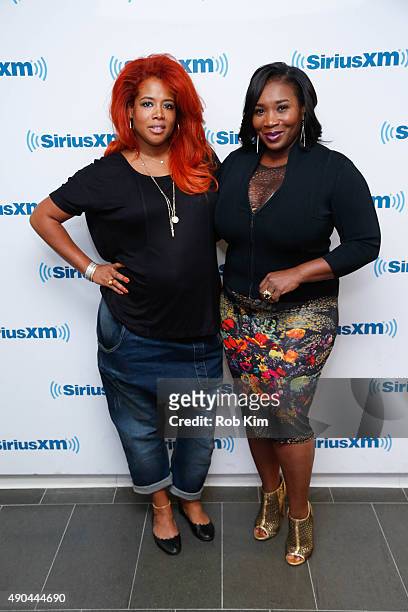 Kelis and Bevy Smith visit at SiriusXM Studios on September 28, 2015 in New York City.