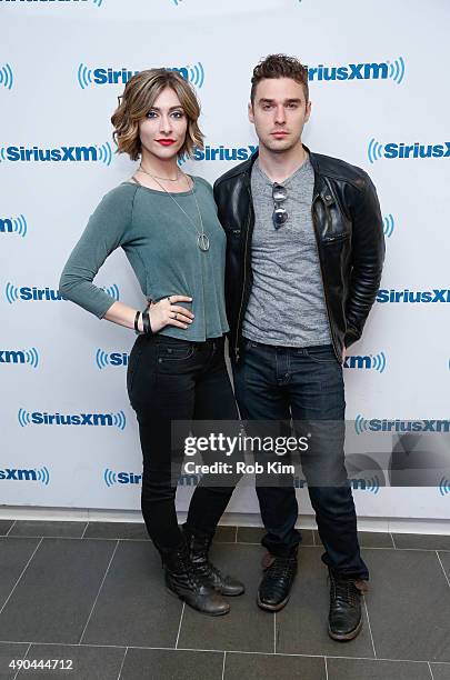 Amy Heidemann and Nick Noonan of Karmin visit at SiriusXM Studios on September 28, 2015 in New York City.