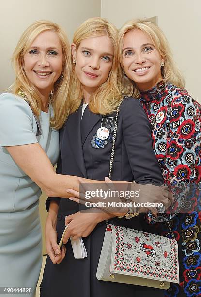 Tania Bryer, philanthropist and model Natalia Vodianova and Corinna Sayn-Wittgenstein attend the CNBC panel at The Core Club on September 27, 2015 in...
