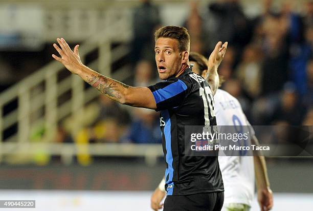 German Denis of Atalanta BC gestures during the Serie A match between Atalanta BC and UC Sampdoria at Stadio Atleti Azzurri d'Italia on September 28,...