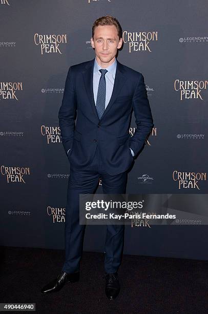 Tom Hiddleston attends the 'Crimson Peak' Paris Premiere at UGC Cine Cite Bercy on September 28, 2015 in Paris, France.
