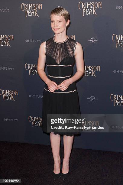 Mia Wasikowska attends the 'Crimson Peak' Paris Premiere at UGC Cine Cite Bercy on September 28, 2015 in Paris, France.