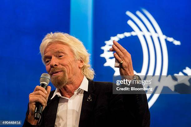 Richard Branson, chairman and founder of Virgin Group Ltd., speaks during the annual meeting of the Clinton Global Initiative in New York, U.S., on...