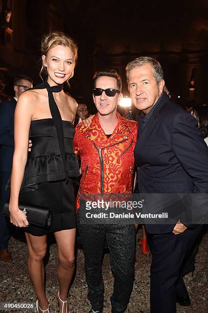 Karlie Kloss, Jeremy Scott and Mario Testino attend Vogue China 10th Anniversary at Palazzo Reale on September 28, 2015 in Milan, Italy.