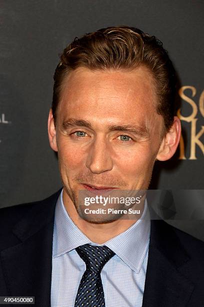 Tom Hiddleston attends the premiere of 'Crimson Peak' at UGC Cine Cite Bercy on September 28, 2015 in Paris, France.