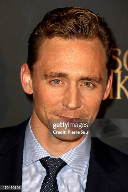 Tom Hiddleston attends the premiere of 'Crimson Peak' at UGC Cine Cite Bercy on September 28, 2015 in Paris, France.