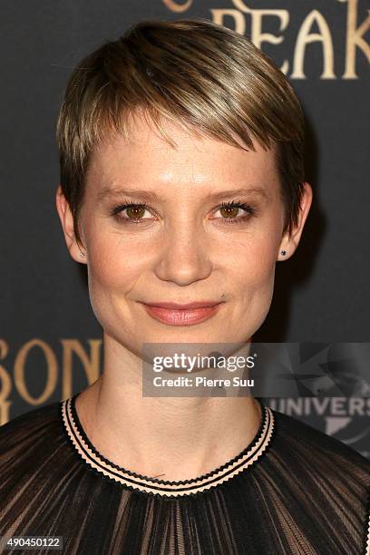 Mia Wasikowska attends the premiere of 'Crimson Peak' at UGC Cine Cite Bercy on September 28, 2015 in Paris, France.