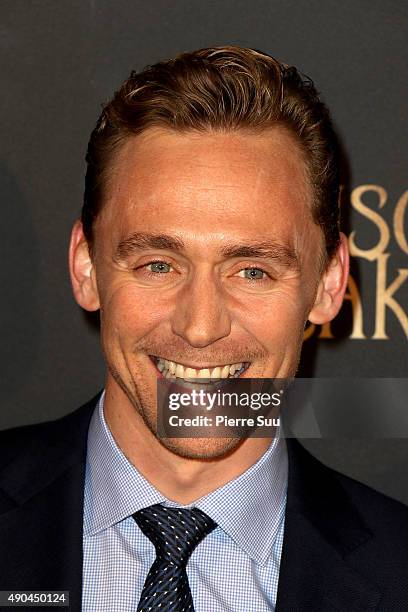 Tom Hiddleston attends the premiere of 'Crimson Peak' at UGC Cine Cite Bercy on September 28, 2015 in Paris, France.