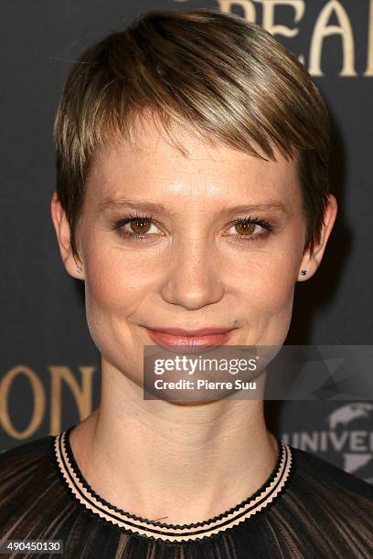 Mia Wasikowska attends the premiere of 'Crimson Peak' at UGC Cine Cite Bercy on September 28, 2015 in Paris, France.