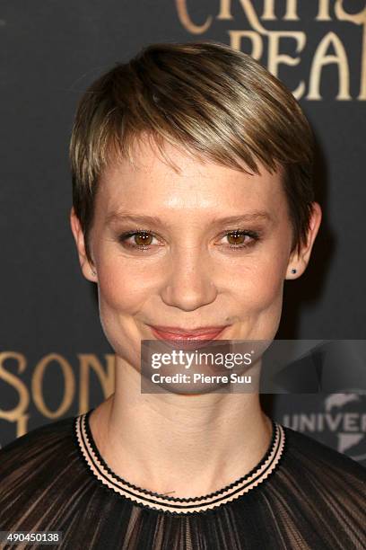 Mia Wasikowska attends the premiere of 'Crimson Peak' at UGC Cine Cite Bercy on September 28, 2015 in Paris, France.